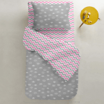 Set of single bed sheets WHITE / ZIGZAG GREY ROSE - image-0